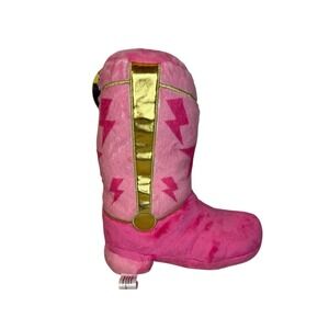 FAO Schwarz Rock & Glam Pink Cowboy Boot Plush Stuffed Toy Room Decor NEW W/Tag
